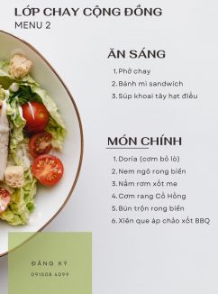 Lớp chay cộng đồng menu 2 K3